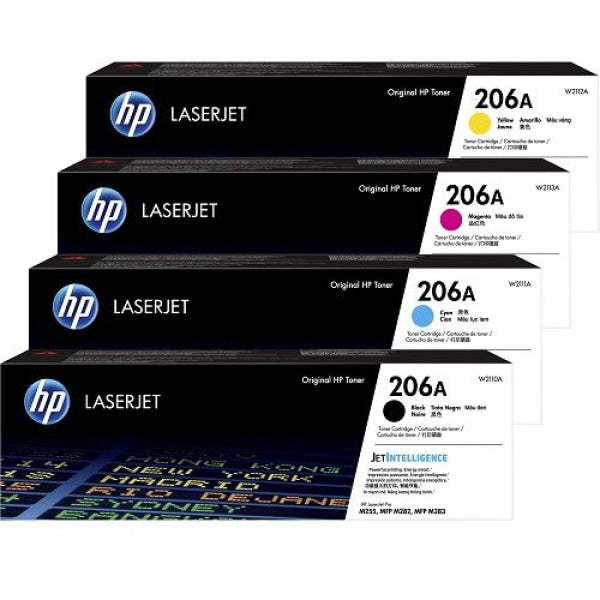 Bundle: 4X Pack Genuine Hp W2110A W2111A W2112A W2113A Toner Cartridge Set 206A-C/M/Y/K -