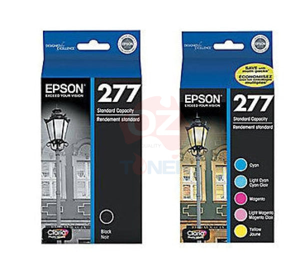 Bundle: 6X Pack Genuine Epson #277 Ink Set (1Bk 1C 1M 1Y 1Lc 1Lm) [T277192-T277692] Cartridge