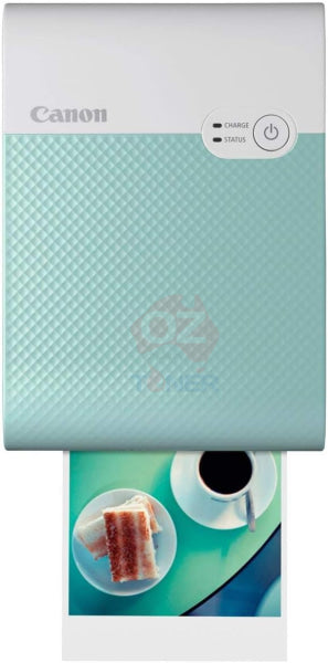 Bundle: Canon Selphy Square Qx10 Compact Photo Printer Green + Bonus: 20 Sheets Color Ink/Label Set