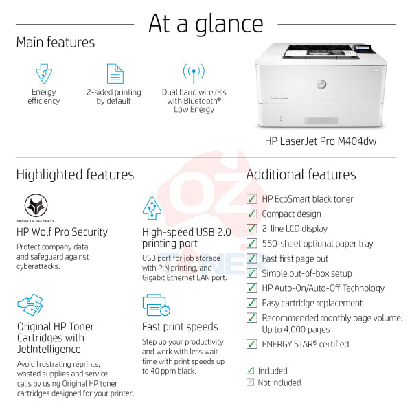 *Bundle Deal!* Hp Laserjet Pro M404Dw 38Ppm A4 Wireless Mono Laser Printer+76X High Yield Black