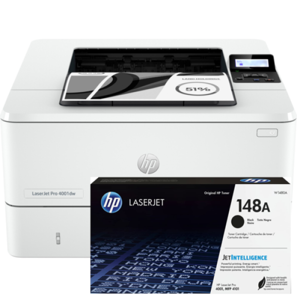 *Bundle* Hp Laserjet Pro 4001Dw Printer 2Z601F+#148A Black Original Toner Cartridge W1480A Laser