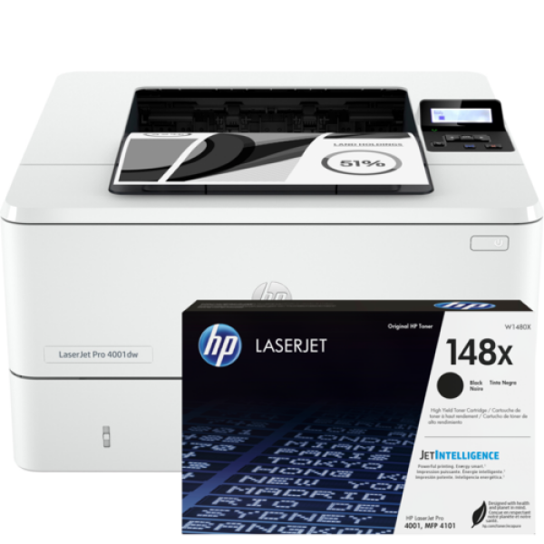 *Bundle* Hp Laserjet Pro 4001Dw Printer 2Z601F+#148X Black Original Toner Cartridge W1480X Laser