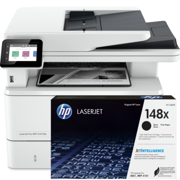 *Bundle!* Hp Laserjet Pro Mfp 4101Fdn Printer 2Z618F+Bonus: 148X High Yield Black Toner Cartridge