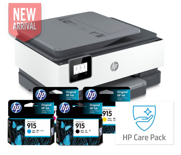 Bundle: Hp Officejet 8010E A4 Wireless All-In-One Printer + Bonus: 915 C/M/Y/K Standard Ink Set +