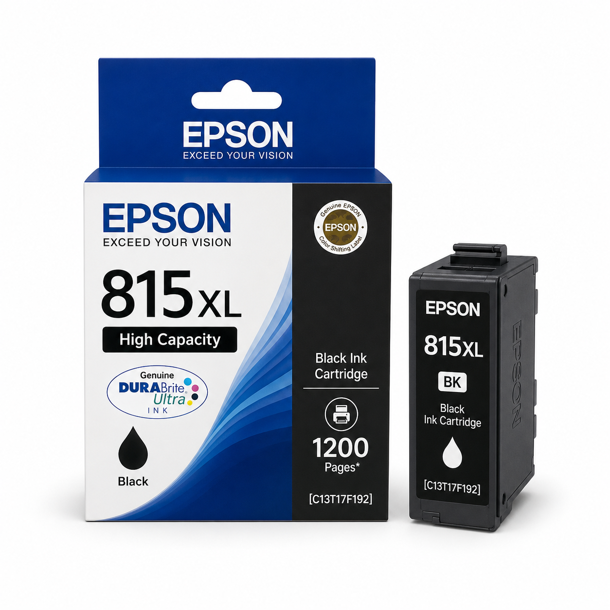 Epson 815XL High Capacity Genuine DURABrite Ultra Black Ink Cartridge 1200 Pages [C13T17F192]