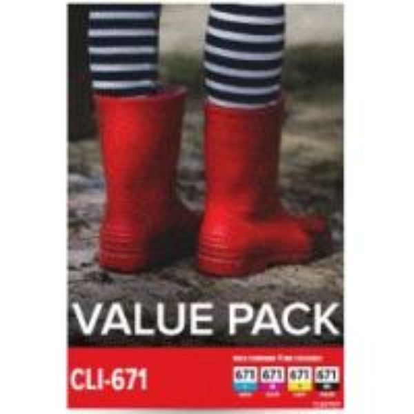 Genuine Canon CLI-671-C/M/Y/BK (set of 4) Ink Cartridge Set Value Pack [CLI671VP]