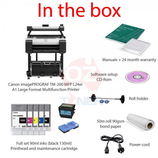 Canon Imageprograf Tm-200 Mfp A1/24 5X Colour Graphics Large Format Printer+Stand Lei24 Scanner