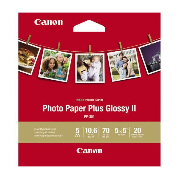 Canon Pp301 Photo Paper Plus Glossy Ii 5X5’ 20Xsheets 265Gsm [Pp3015X5-20] Paper