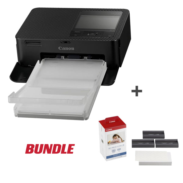 Canon Selphy Cp1500 Wireless Compact Photo Printer (Black) + Kp108In Ink And Paper Bundle Portable