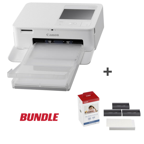 Canon Selphy Cp1500 Wireless Compact Photo Printer (White) + Kp108 Ink + Paper Bundle Portable