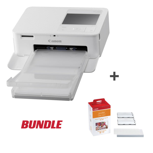 Canon Selphy Cp1500 Wireless Compact Photo Printer (White) + Rp108 Ink + Paper Bundle Portable