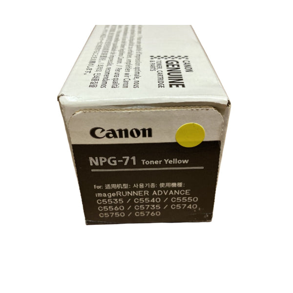 *Clear!* 1 X Genuine Canon Tg-71Y Npg-71 Yellow Toner Cartridge (60K Pages) -