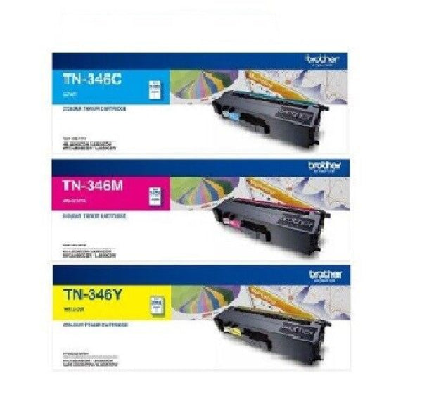 *Clear!* 3X Pack Genuine Brother Tn-346 C/M/Y Toner Cartridge Set High Yield (3.5K) -