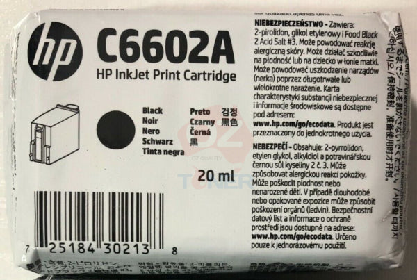 *Clear!* 3X Pack Genuine Hp Reduced Height Black Original Ink Cartridge 20Ml (Unboxed) [C6602A] -