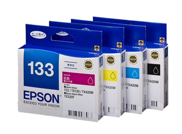 *Clear!* 4X Pack Epson 133 T1331 T1332 T1333 T1334 Ink Cartridge Set Bundle (1Bk 1C 1M 1Y) Standard