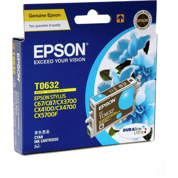 *cleaer!* Epson Genuine T0632 Cyan Ink Cartridge For Cx3700/cx4100/cx4700/cx5700F [C13T063290] -