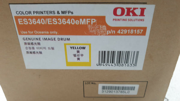 *Clear!* Genuine Oki Es3640 Es3640E Mfp Yellow Imaging Drum Unit 42K [42918157] Cartridge -