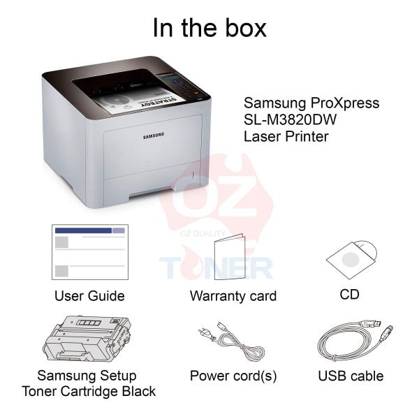*Clear!* Samsung Sl-M3820Dw A4 B&W Laser Printer+Duplexer+Wi-Fi 38Ppm D203S Toner P/N:ss372F Eol