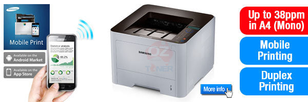 *Clear!* Samsung Sl-M3820Dw A4 B&W Laser Printer+Duplexer+Wi-Fi 38Ppm D203S Toner P/N:ss372F Eol