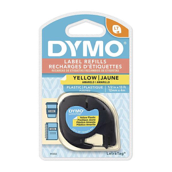 Dymo LT Plastic 12mm x 4m Yell 91332