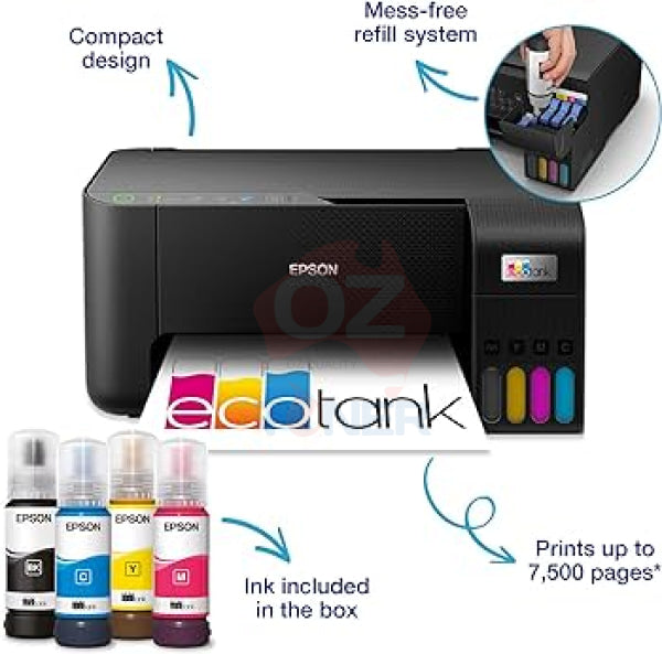 Epson Ecotank Et-2810 A4 Ink Tank 3-In-1 Multifunction Printer Black T104 Bottle [C11Cj67401]