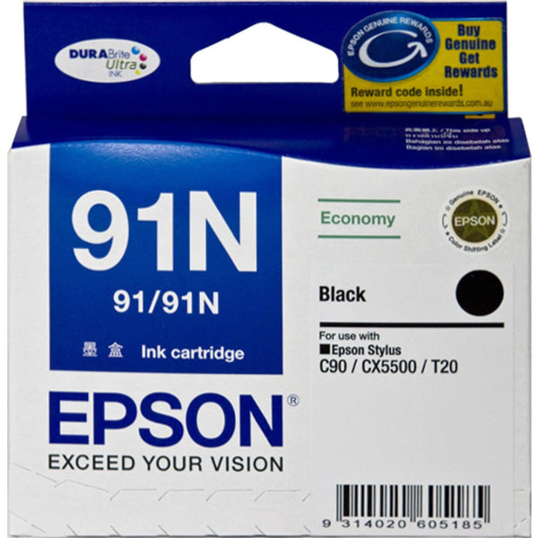 Epson Genuine 91/91N Black Ink Cartridge For C90/cx5500/t20/tx100 [C13T107192] -