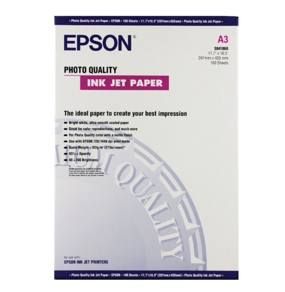 Epson S041068 A3 Matte Photo Paper 102Gsm (100 Sheets) [C13S041068] Paper