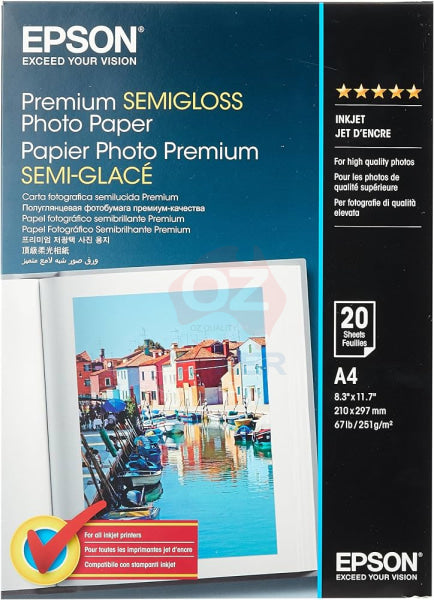 Epson S041332 A4 Premium Semigloss Photo Paper - 20 Sheets (250Gsm) [C13S041332] Paper