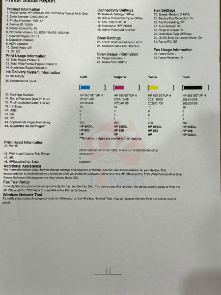 *Ex-Demo* Hp Officejet Pro 7720 A3 Wide Format All-In-One Printer 955/955Xl Ink [Y0S18A] Inkjet