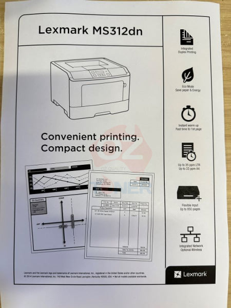 *Ex-Demo* Lexmark Ms312Dn A4 Mono Laser Duplex Printer + Parallel Port + Extra Tray Printer Single