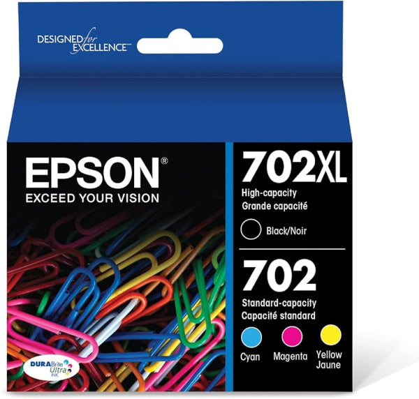 Genuine 4X Pack Epson #702Xl Black And 702 C/M/Y Colour Ink Cartridge Value [C13T345996] -