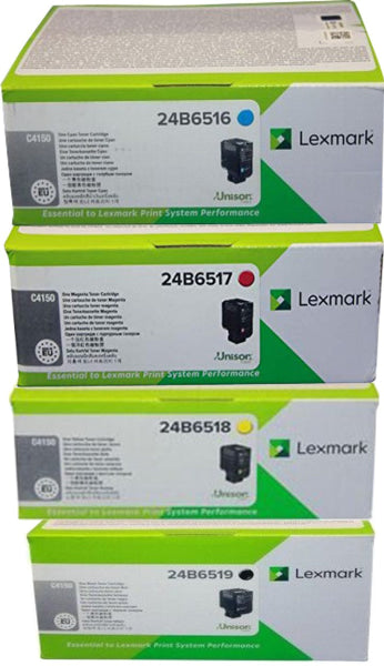 Genuine 4X Pack Lexmark Bsd C4150 Toner Cartridges Set 24B6516-24B6519 [1Bk 1C 1M 1Y] Cartridge -
