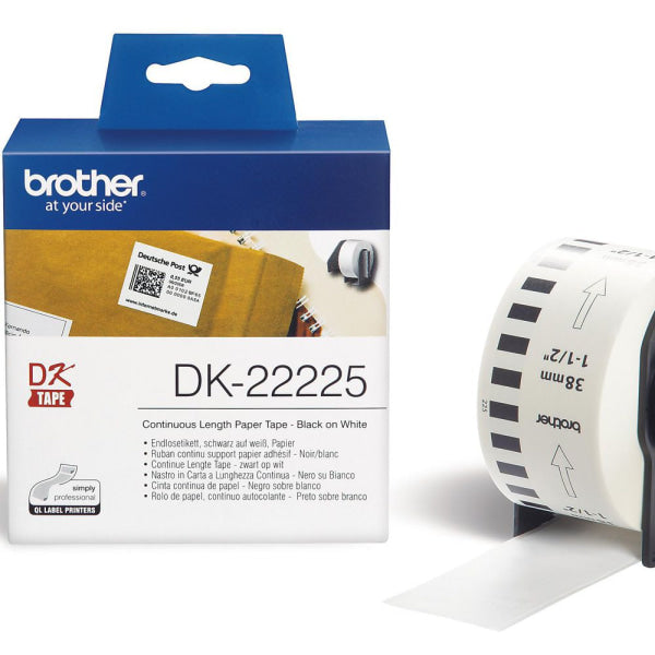 Genuine Brother Dk22225 Continuous Length White Paper Roll For Ql800/Ql810W/Ql820Nwb [38Mmx30.48M]