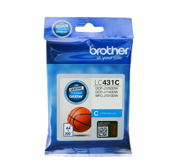 Genuine Brother Lc-431 Cyan Ink Cartridge For Dcp-J1050Dw/Dcp-J1140Dw/Mfc-J1010Dw [Lc431C] Cartridge