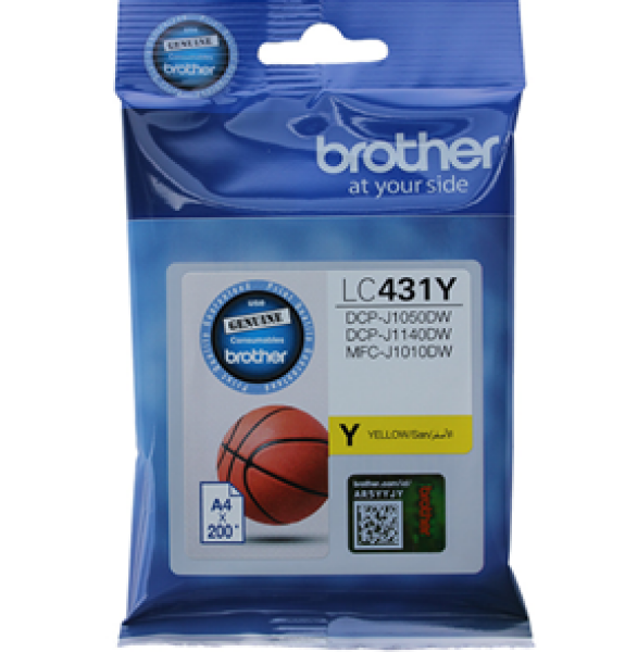 Genuine Brother Lc-431 Yellow Ink Cartridge For Dcp-J1050Dw/Dcp-J1140Dw/Mfc-J1010Dw [Lc431Y]