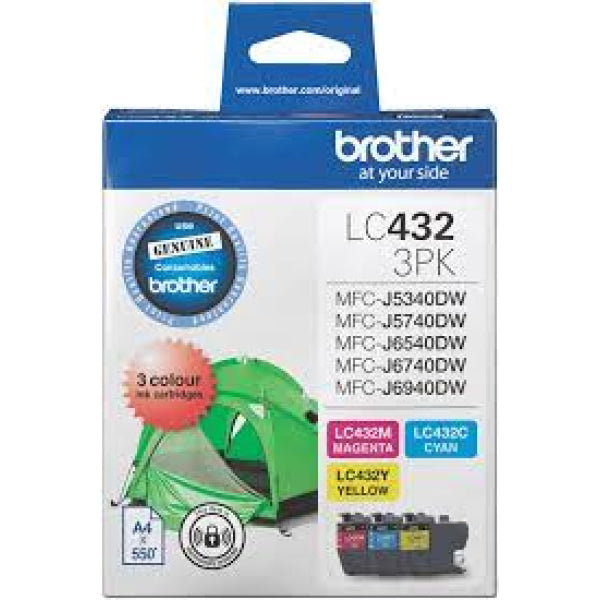 Genuine Brother Lc-432 C/M/Y 3X Color Ink Cartridge Value Pack [Lc4323Pks] -