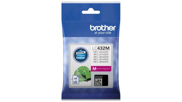 Genuine Brother Lc-432 Magenta Ink Cartridge For Mfc-J5740Dw/Mfc-J6740Dw/Mfc-J6940Dw 550 Pages