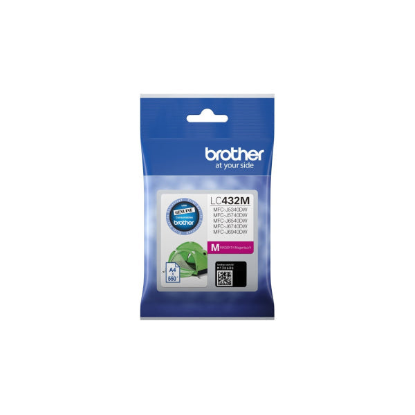 Genuine Brother Lc-432 Magenta Ink Cartridge For Mfc-J5740Dw/Mfc-J6740Dw/Mfc-J6940Dw 550 Pages