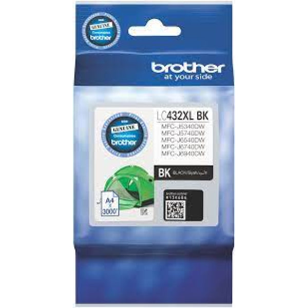Genuine Brother Lc-432Xl Black Ink Cartridge For Mfc-J5740Dw/J6540Dw/J6740Dw/J6940Dw 3K [Lc432Xlbk]