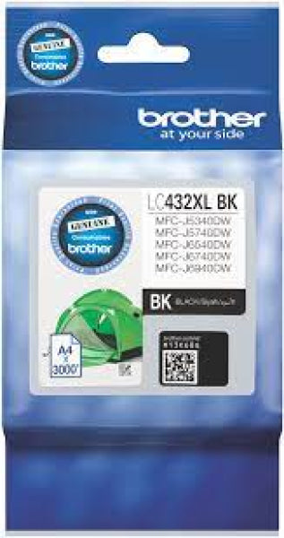 Genuine Brother Lc-432Xl Black Ink Cartridge For Mfc-J5740Dw/J6540Dw/J6740Dw/J6940Dw 3K [Lc432Xlbk]