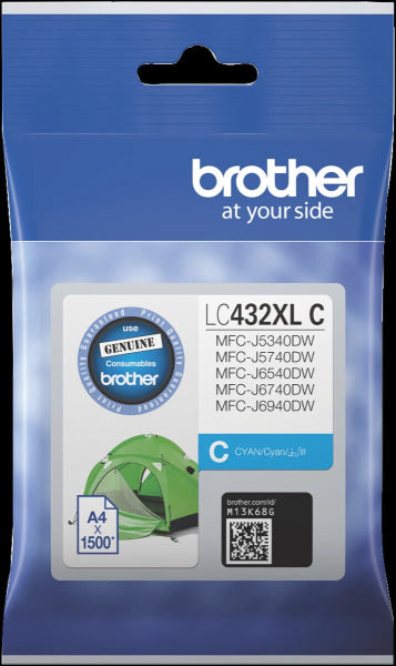 Genuine Brother Lc-432Xl Cyan Ink Cartridge For Mfc-J5340Dw/J5740Dw/J6540Dw/J6940Dw 1.5K [Lc432Xly]