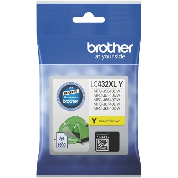 Genuine Brother Lc-432Xl Yellow Ink Cartridge For Mfc-J5340Dw/J6540Dw/J6740Dw/J6940Dw 1.5K