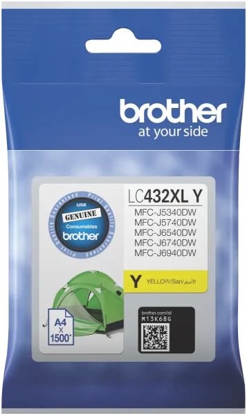 Genuine Brother Lc-432Xl Yellow Ink Cartridge For Mfc-J5340Dw/J6540Dw/J6740Dw/J6940Dw 1.5K