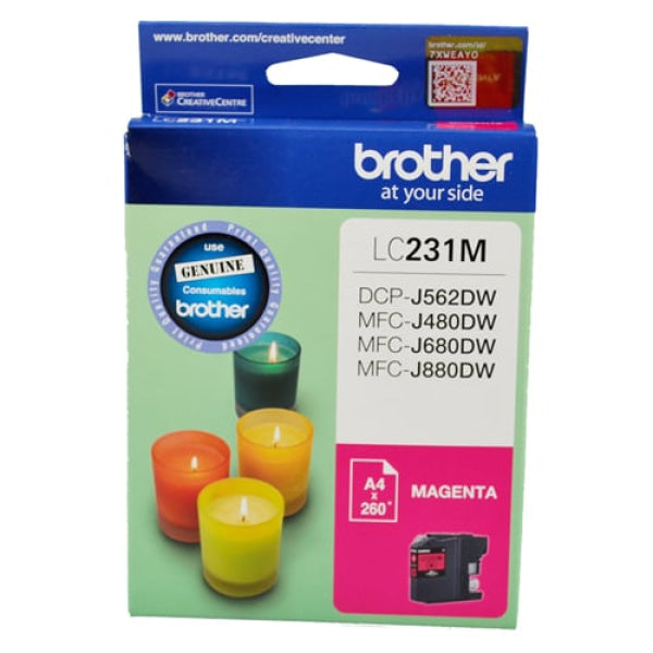 1 X Genuine Brother Lc-231 Magenta Ink Cartridge Lc-231M -