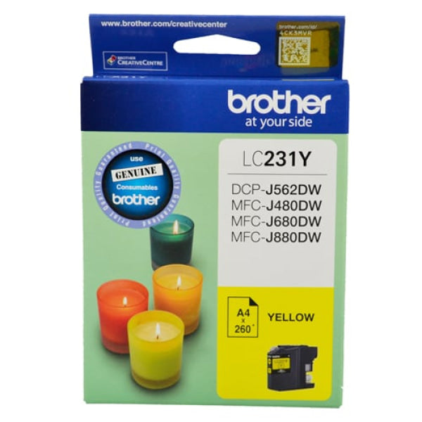 1 X Genuine Brother Lc-231 Yellow Ink Cartridge Lc-231Y -