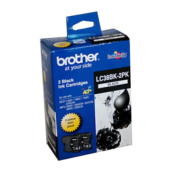 Brother LC38 Black Twin Pack LC-38BK2PK