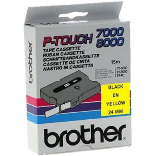 Genuine Brother Tx-651 Laminated Labelling Tape 24Mm Black On Yellow Label