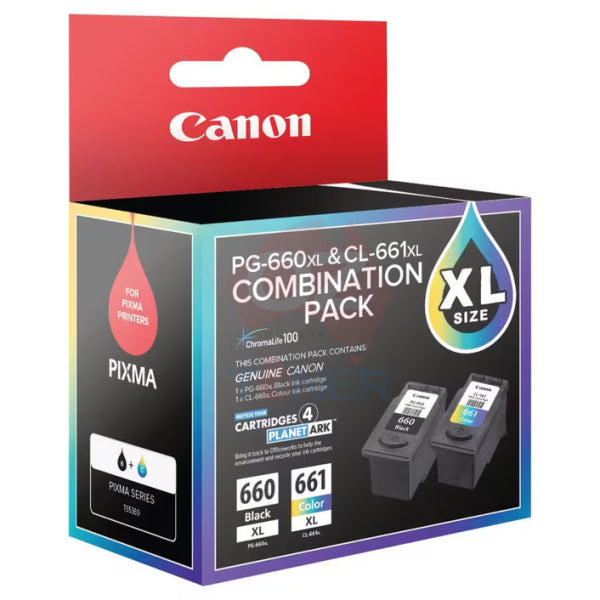 Genuine Canon 660Xl & 661Xl Ink Set Value Pack For Tr7060A Ts5360A [Pg660Xl + Cl661Xl] Cartridge -