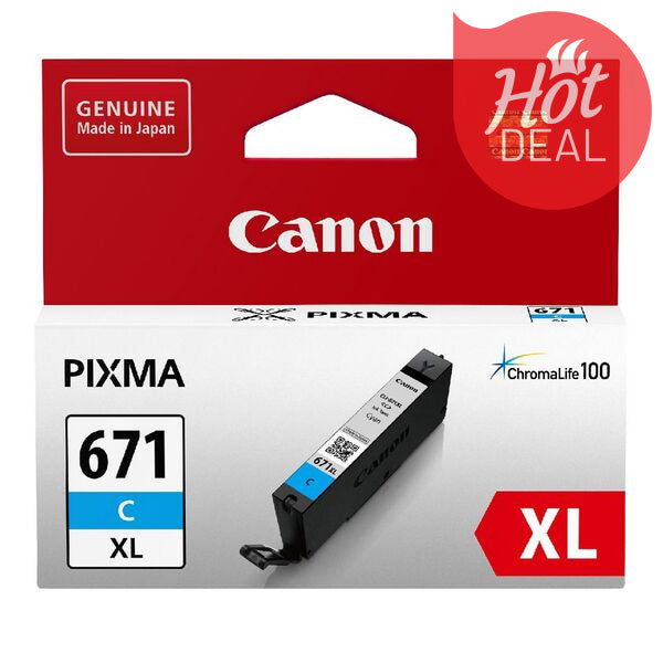 Genuine Canon Cli671Xl Cyan High Yield Ink Cartridge (680P) [Cli671Xlc] -