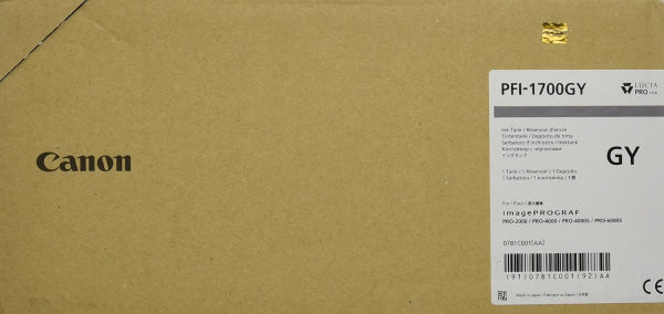 Genuine Canon Pfi-1700 Grey Ink Cartridge 700Ml For Imageprograf Pro Printers [Pfi-1700Gy] -